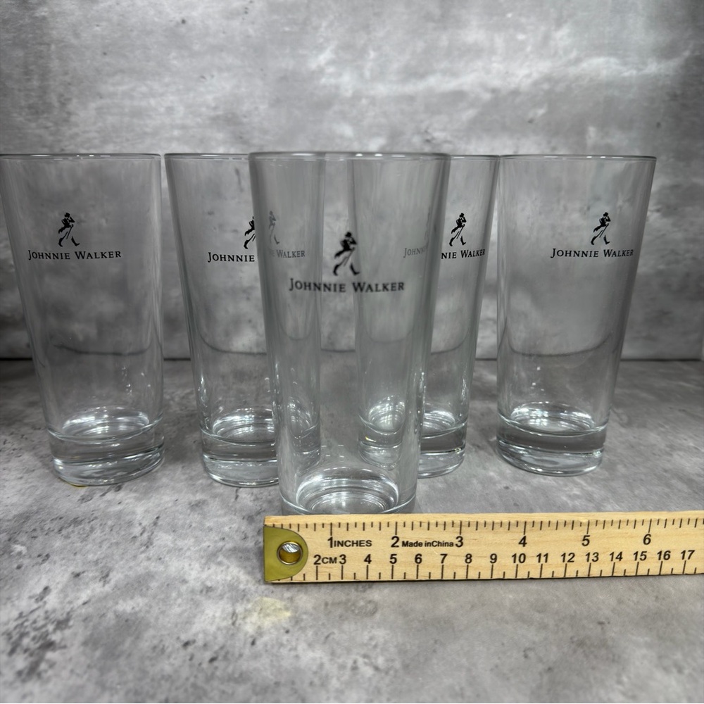 Johnnie Walker Whiskey Glasses Set of 5 Tall Highball Tumbler Drinking Cups - Picture 4 of 5